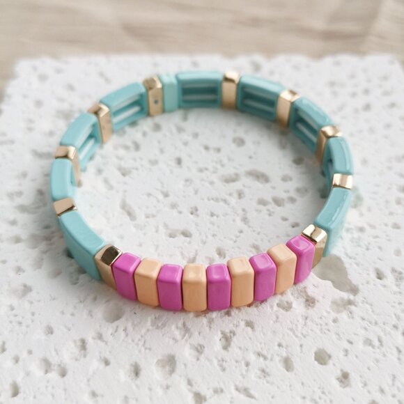 Roxanne Assoulin Rainbow Brite Gold Stretch Bracelet Colorful Fashion Jewelry - Picture 4 of 4